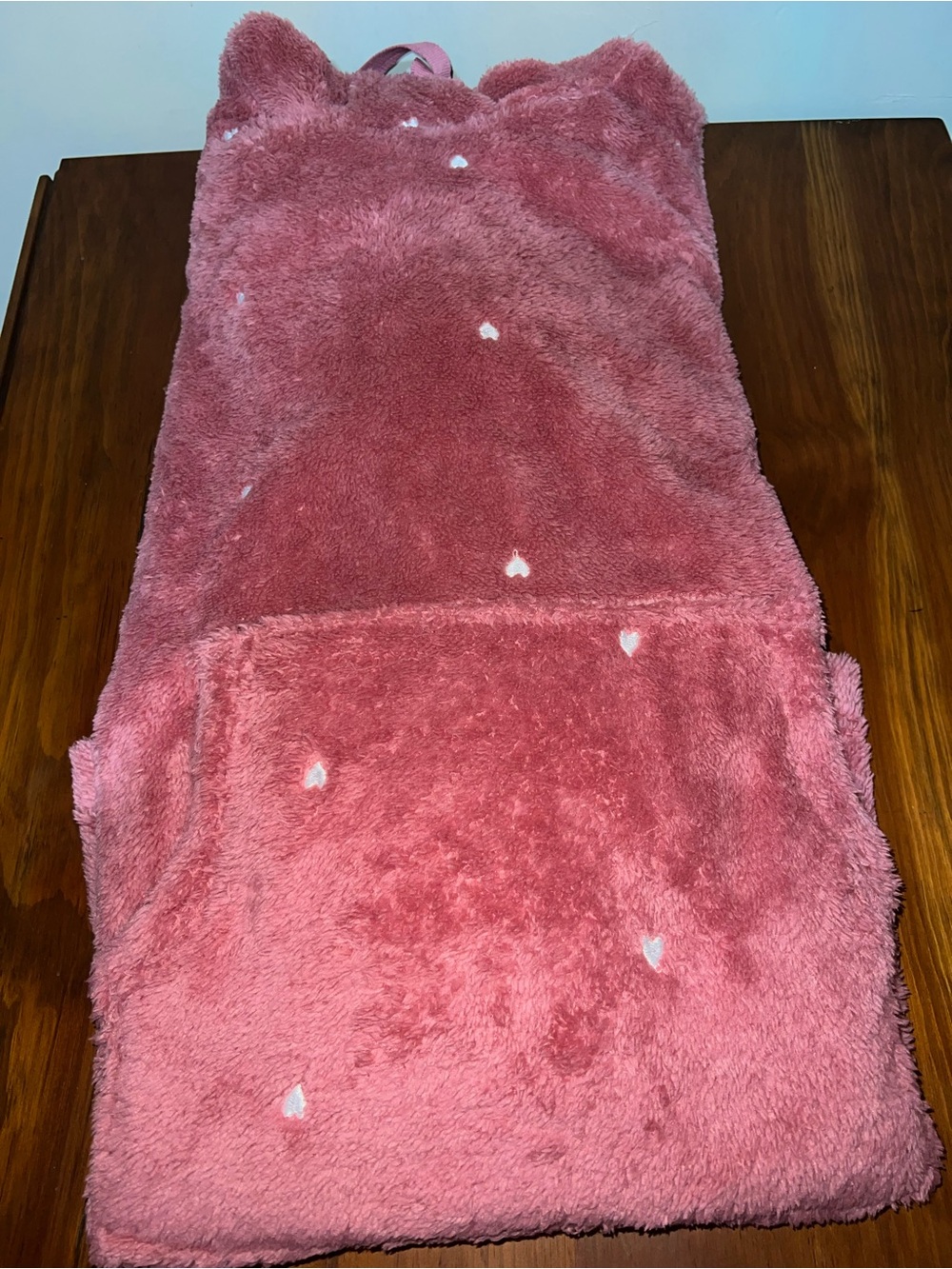 Woman Plush Fleece Bottoms - Pink Heart Pattern